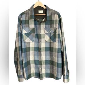 7 Diamonds green blue checkered‎ button down shirt business casual hiking Gorp